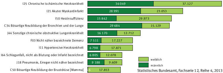 Die häufigsten Todesursachen in Deutschland.