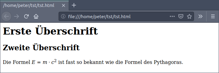 Screenshot eines Browser-Fensters mit Überschriften und einer Formel im Text.